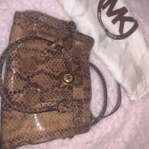 MK Snakeskin Embossed Leather Hamilton Satchel